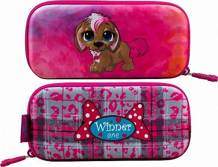 Пенал жесткий Собачка, цвет – розовый 